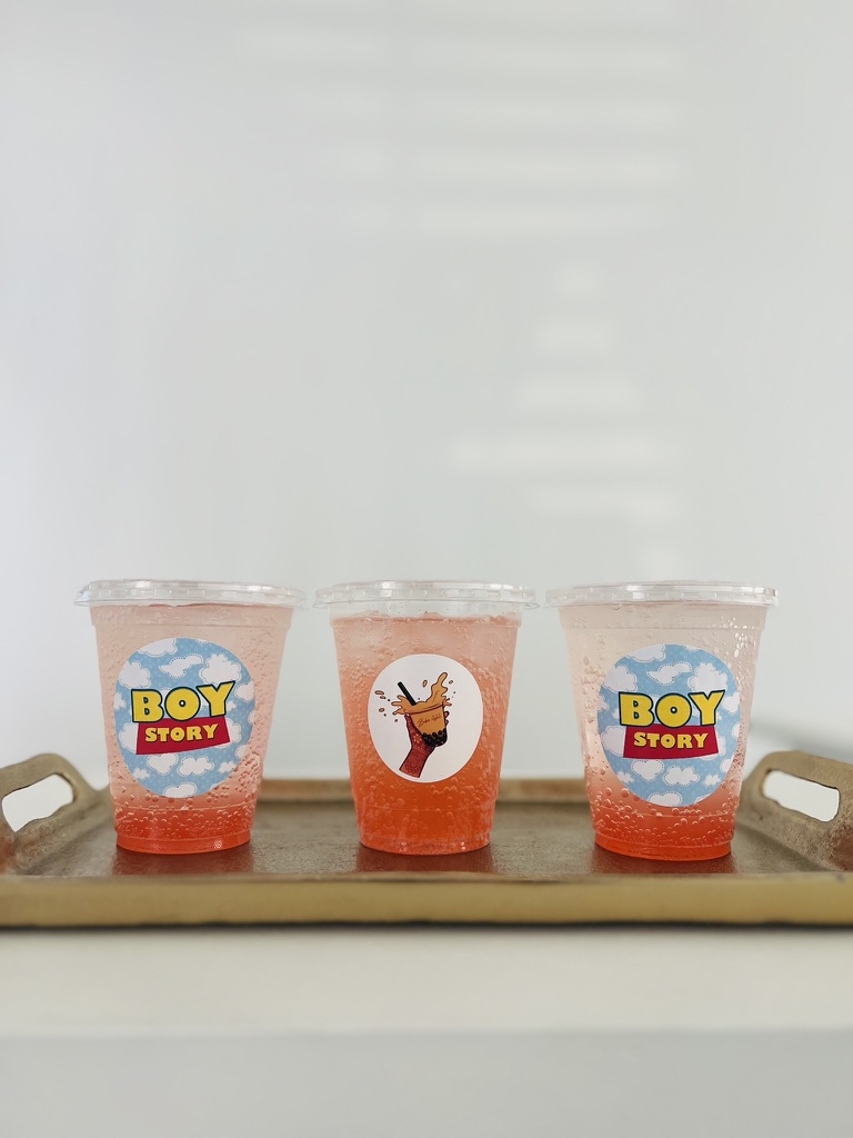 Close-up of a layered fusion drink